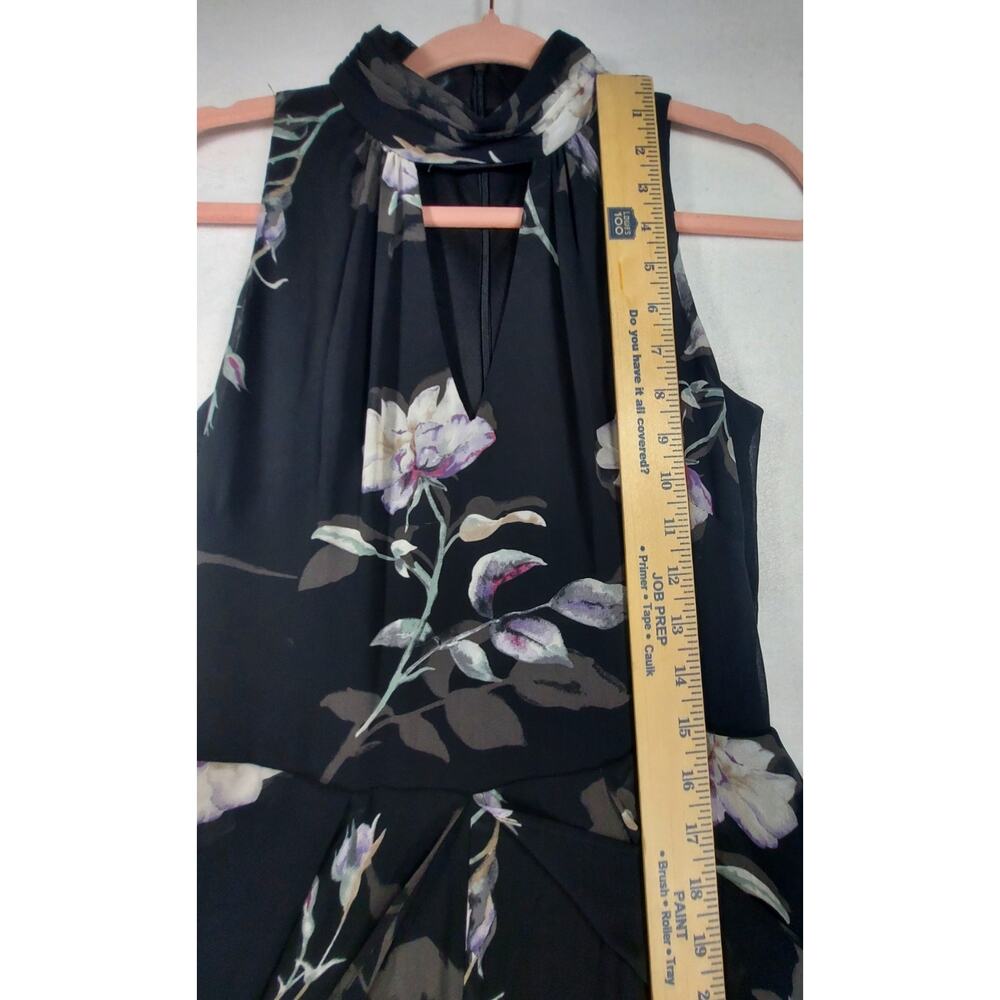 WHBM SZ 2 Belted Jumpsuit Floral Keyhole V-Neck Palazzo Wide Leg Sleeveless - Picture 10 of 15